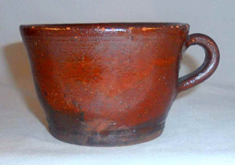 Antique Henry Schofield Lead Glazed Brown Redware Cup Southeast PA Northeast MD