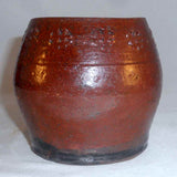 Antique Henry Schofield Glazed Redware Barrel Shaped Beaker or Drinking Vessel