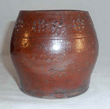 Antique Henry Schofield Glazed Redware Barrel Shaped Beaker or Drinking Vessel