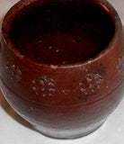 Antique Henry Schofield Glazed Redware Barrel Shaped Beaker or Drinking Vessel