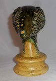 Whimsical Mid-20th Century Uniquely Glazed Cast Ceramic Green Dutchy Folk Art Distelfink Figurine By James C Seagreaves