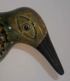 Whimsical Mid-20th Century Uniquely Glazed Cast Ceramic Green Dutchy Folk Art Distelfink Figurine By James C Seagreaves