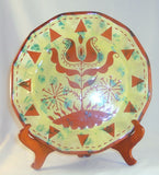 Seagreaves Glazed Sgraffito Tulip Decorated Dodecagon-shaped Redware 11" Plate