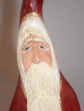 Hand Carved Polychrome Painted Wood Folk Art Tall Santa Figure by Doug Shaw