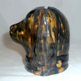 Old Shenandoah Valley Glazed Redware Dog Head Still Coin Bank Brown Black Colors