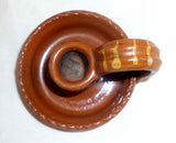 2004 Glazed & Slip Decorated Redware Chamber Candlestick Holder By Greg Shooner