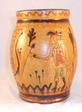 1997 Redware Crock Lead Glazed Sgraffito Tulip Horse & Soldier Decoration By Greg Shooner