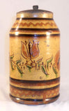 1999 Greg Shooner Lead Glazed Redware Tall Lidded Jar Slip Tulip Decoration