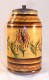 1999 Greg Shooner Lead Glazed Redware Tall Lidded Jar Slip Tulip Decoration