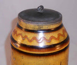 1999 Greg Shooner Lead Glazed Redware Tall Lidded Jar Slip Tulip Decoration