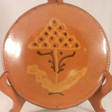 2004 Redware Reproduction Slip Decorated 8 1/2" Deep Plate Cock's Comb Flower by Greg Shooner