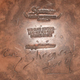 2004 Redware Reproduction Slip Decorated 8 1/2" Deep Plate Cock's Comb Flower by Greg Shooner