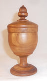 1975 Turned Apple Wood Large Covered Saffron Cup Goblet Shape with Acorn Finial By Arthur E. Shupp