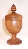 1975 Turned Apple Wood Large Covered Saffron Cup Goblet Shape with Acorn Finial By Arthur E. Shupp