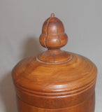 1975 Turned Apple Wood Large Covered Saffron Cup Goblet Shape with Acorn Finial By Arthur E. Shupp
