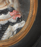 Antique Hand Painted Miniature of a Woman Signed R. Luis Wood Frame