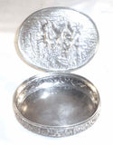 Antique French Silver Dresser Box Repousse Design Children Procession in Forest