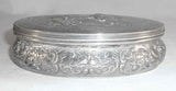 Antique French Silver Dresser Box Repousse Design Children Procession in Forest