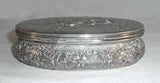 Antique French Silver Dresser Box Repousse Design Children Procession in Forest