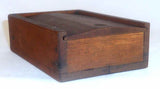 Antique Small Walnut Wooden Primitive Slide Lid Box Carved Pull Marked J.C.M.