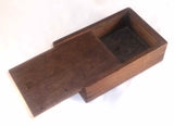 Antique Small Walnut Wooden Primitive Slide Lid Box Carved Pull Marked J.C.M.