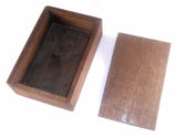 Antique Small Walnut Wooden Primitive Slide Lid Box Carved Pull Marked J.C.M.