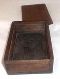 Antique Small Walnut Wooden Primitive Slide Lid Box Carved Pull Marked J.C.M.