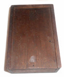 Antique Small Walnut Wooden Primitive Slide Lid Box Carved Pull Marked J.C.M.