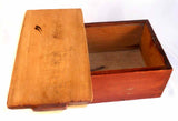 Antique Yellow Pine Wooden Primitive Candle Box with Slide Lid Red Wash Finish