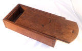 Antique Wood Wooden Primitive Slide Lid Box W/ Flat Profile & Modified Interior