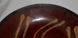 Antique Brown Colored Redware Glazed and Slip Decorated Deep Dish SE PA