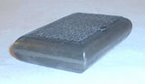 Pewter Snuffbox Snuff Box Curved Sides Hinged Lid Raised Repeating Pattern Décor