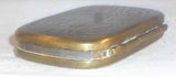 Antique Pewter Lined Brass Snuff Box Hinged Lid Chased & Engraved Decoration