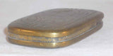 Antique Pewter Lined Brass Snuff Box Hinged Lid Chased & Engraved Decoration