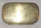 Antique Pewter Lined Brass Snuff Box Hinged Lid Chased & Engraved Decoration