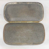 Antique Pewter Lined Brass Snuff Box Hinged Lid Chased & Engraved Decoration