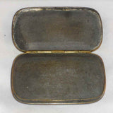 Antique Pewter Lined Brass Snuff Box Hinged Lid Chased & Engraved Decoration