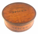 Great Antique Spice Set 8 Wood Canisters Housed in Large Matching Bentwood Box