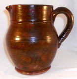 1939 Redware Glazed Large Pitcher Thomas Stahl Light Mottled Dark Greenish Brown