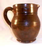 1939 Redware Glazed Large Pitcher Thomas Stahl Light Mottled Dark Greenish Brown
