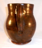 1939 Redware Glazed Large Pitcher Thomas Stahl Light Mottled Dark Greenish Brown
