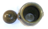 1937 Thomas Stahl Redware Glazed Speckled Green Covered Jar Powder Valley PA