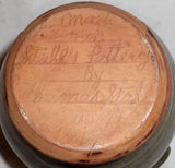1937 Thomas Stahl Redware Glazed Speckled Green Covered Jar Powder Valley PA