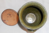 1937 Thomas Stahl Redware Glazed Speckled Green Covered Jar Powder Valley PA