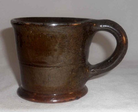 1942 Thomas Stahl Glazed Brown Redware Small Mug with Handle Powder Valley PA