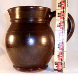 1938 Redware Glazed Bulbous Shaped Pitcher Thomas Stahl Made for Gertrude Souder