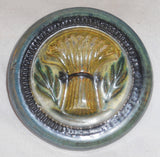 1948 Glazed Redware Round Plaque w/ Raised Wheat Sheaf Design by Russell Stahl