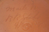 1948 Glazed Redware Round Plaque w/ Raised Wheat Sheaf Design by Russell Stahl