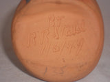 1949 Redware Single Quill Opening Slip Cup or Trailer Glazed Top Russell Stahl