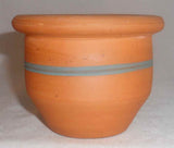 1951 Stahl Redware Miniature Jar Burnished Unglazed Exterior w/ Blue Decoration